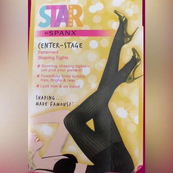 Star Power by Spanx!! Black Ribbed Row Shaping Tights!!! Size F. New in … - Picture 4 of 6